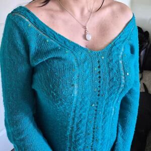 Teal blue sweater with sequins